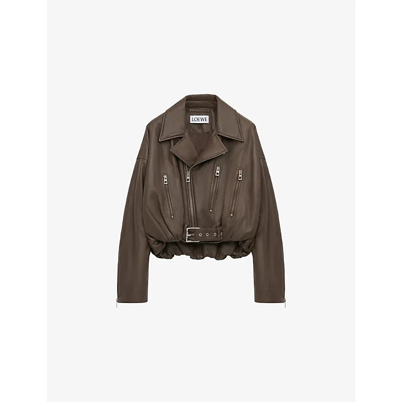 Loewe Notched-Collar Zipped Leather Biker Jacket