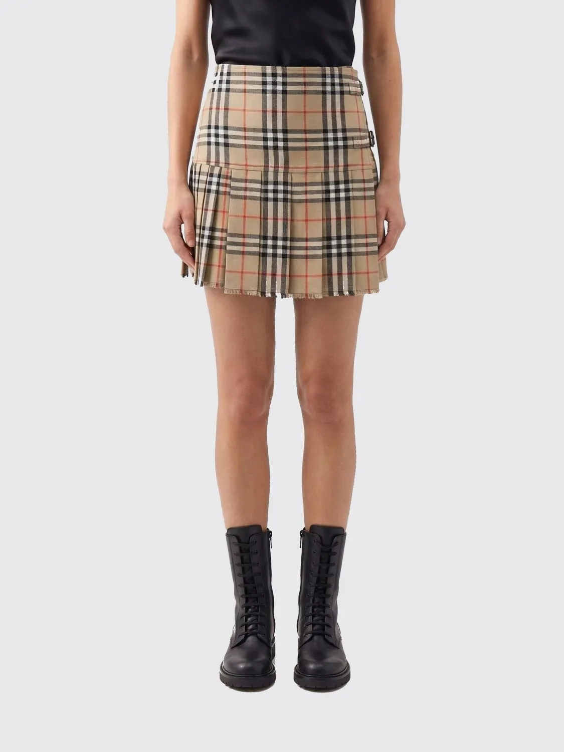 Burberry Vintage Check Wool Pleated Skirt