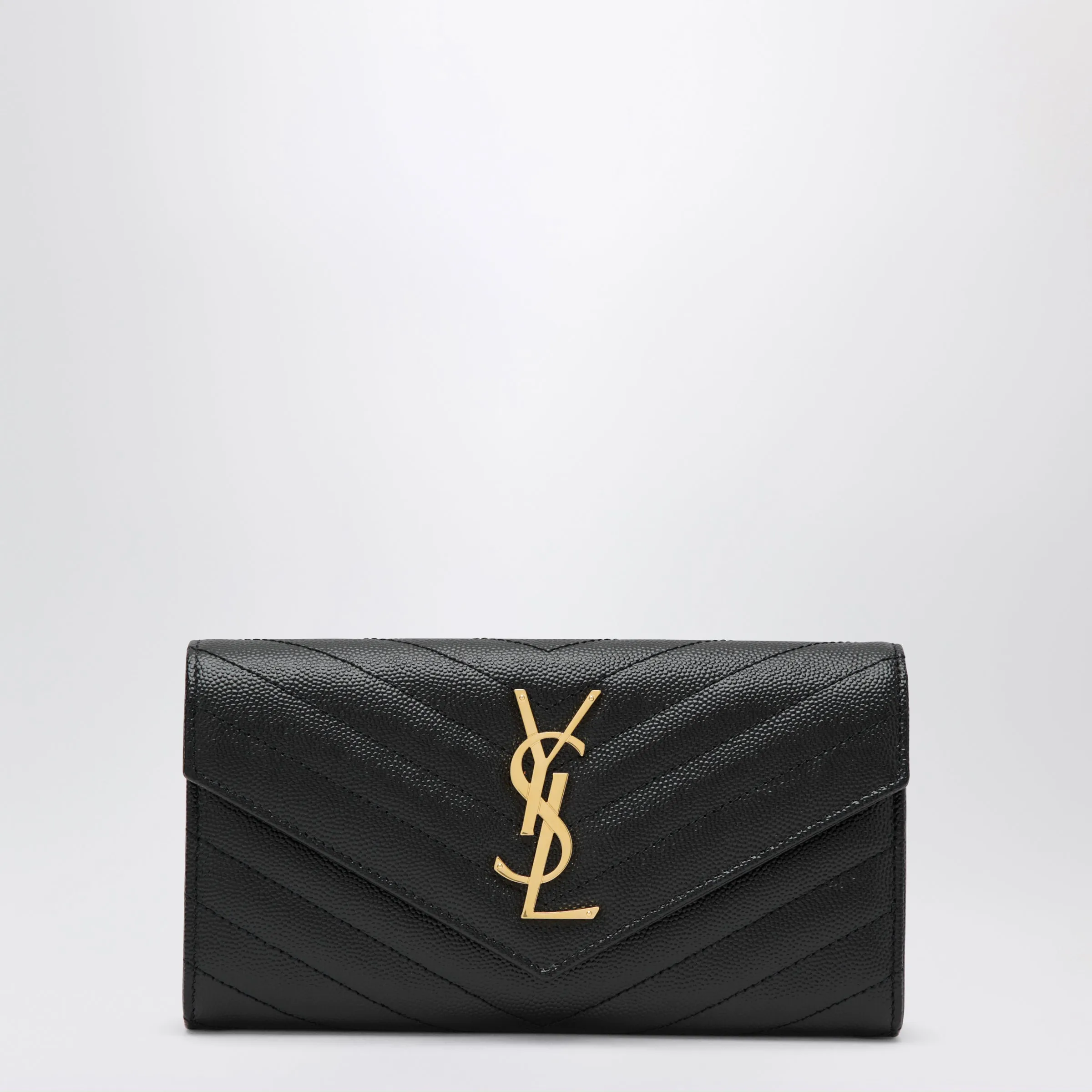 Saint Laurent Large Cassandre matelassé wallet in black