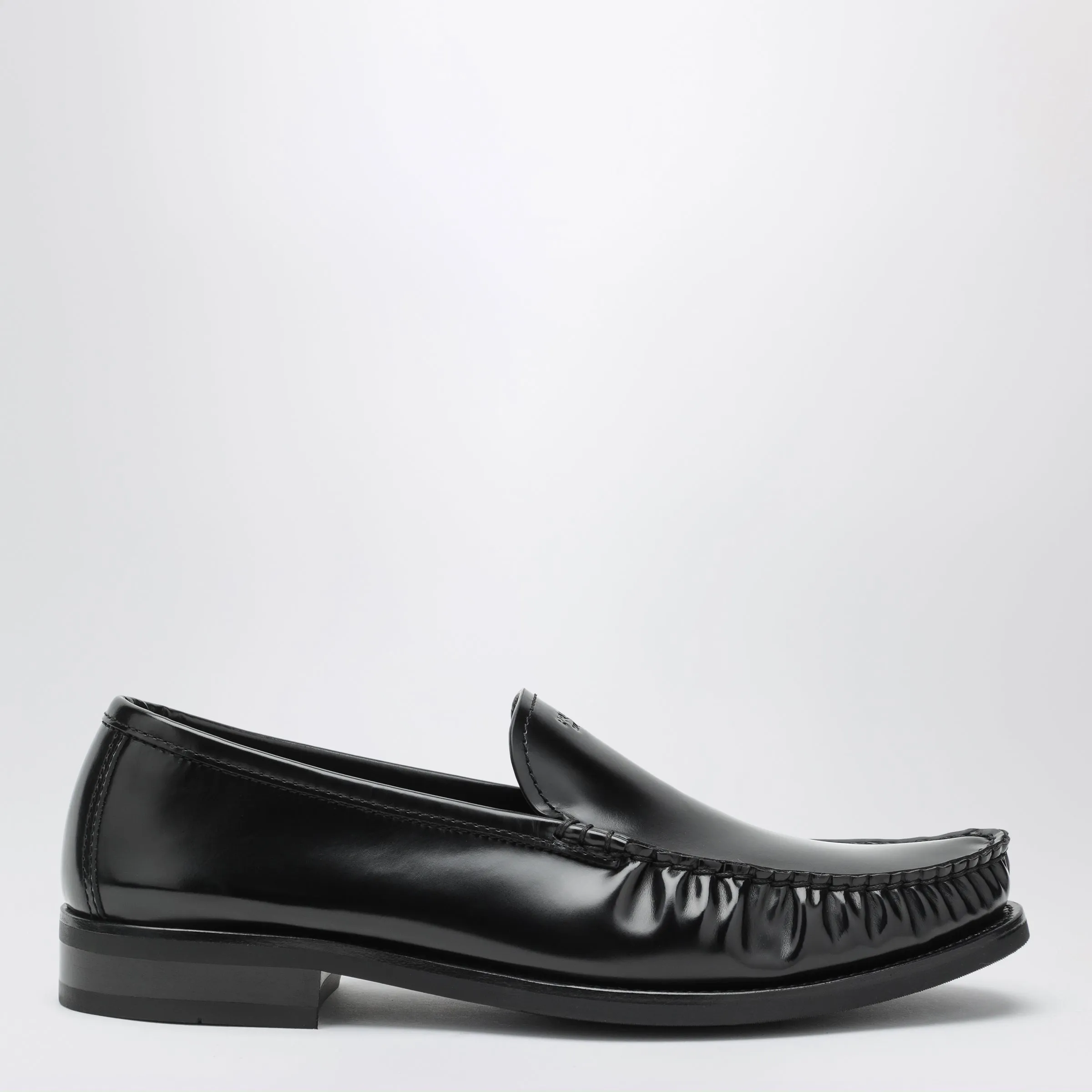Prada Black brushed leather loafers