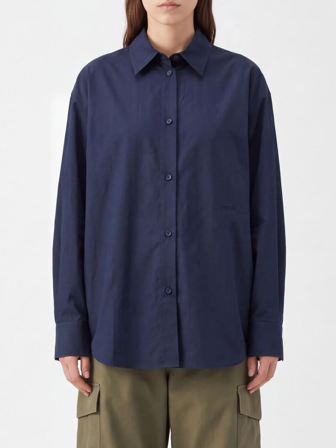 Loewe Slim Fit Cotton Shirt with French Collar and Concealed Placket