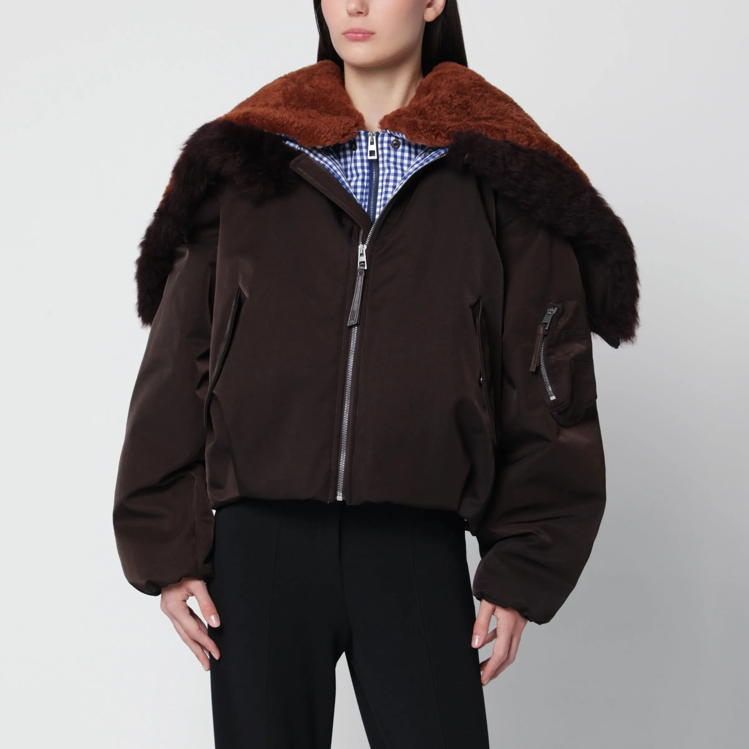 Loewe Brown bomber jacket in technical fabric