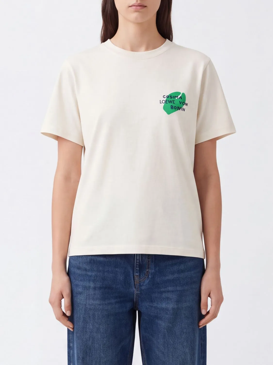 Loewe Cotton T-shirt with Contrast Logo on the Front