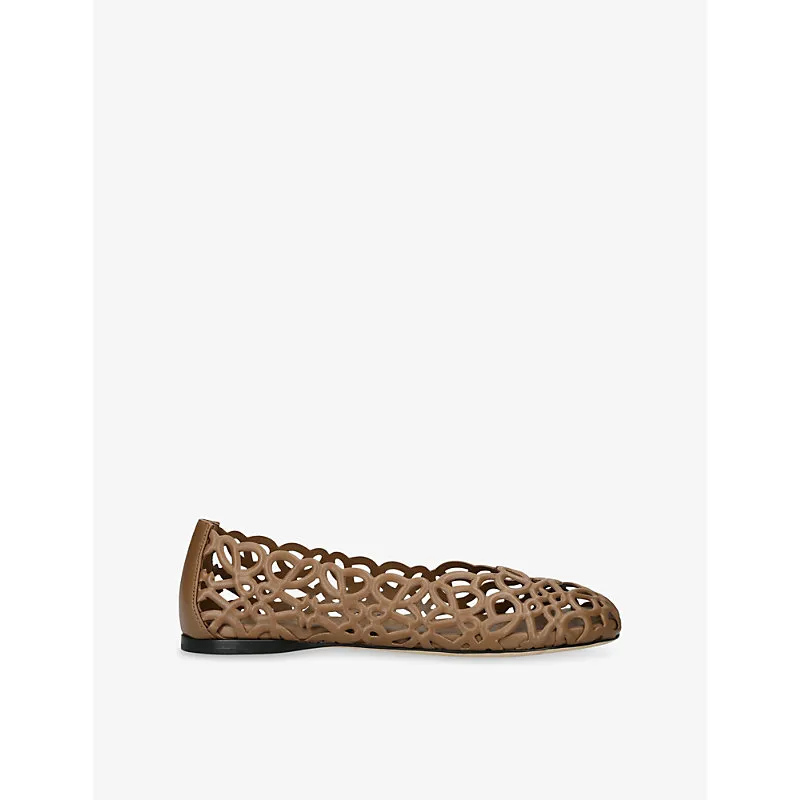 Loewe Petal Anagram Leather Ballet Flats