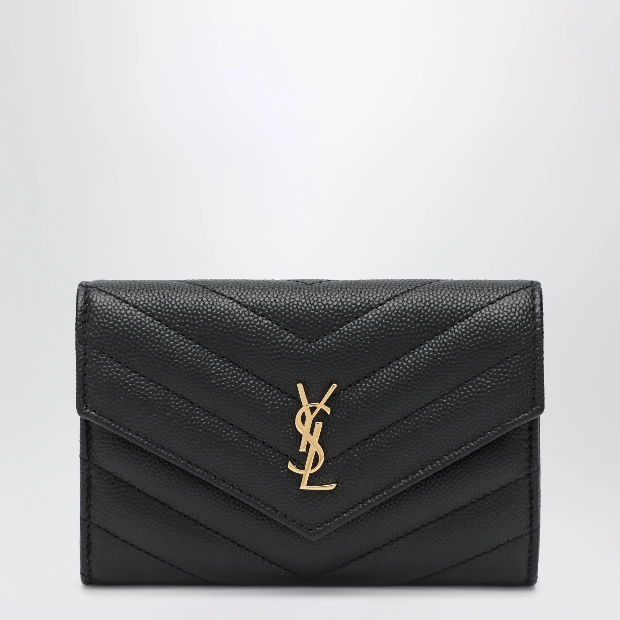 Saint Laurent Small Black Leather Envelope Wallet