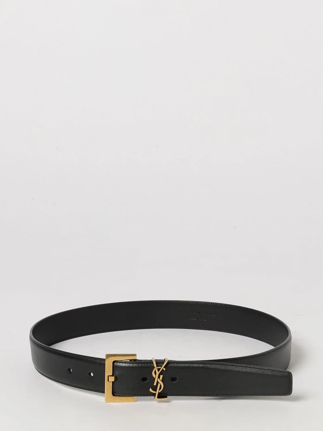 Saint Laurent Cassandre 3 cm Calfskin Leather Belt with YSL Monogram