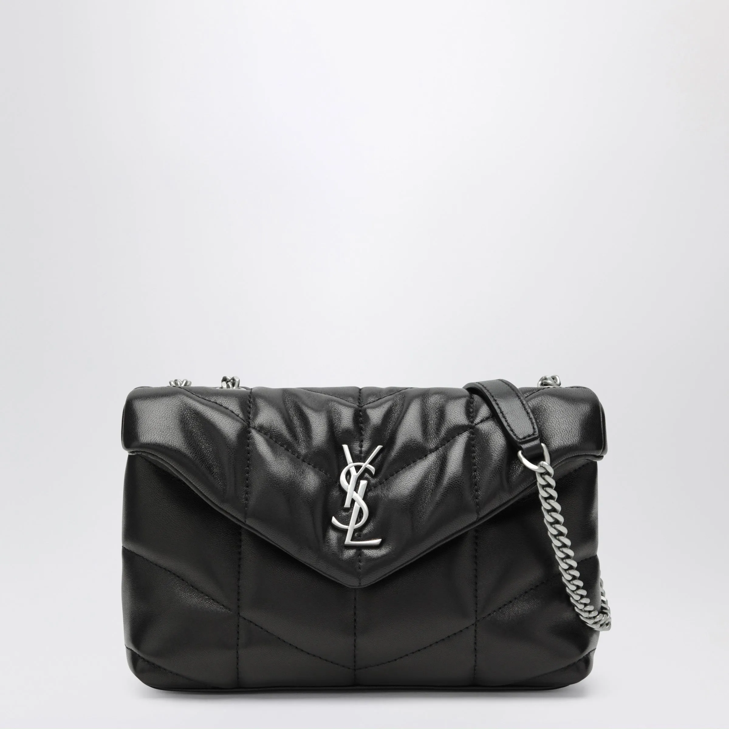 Saint Laurent Loulou mini puffer bag in quilted lambskin black