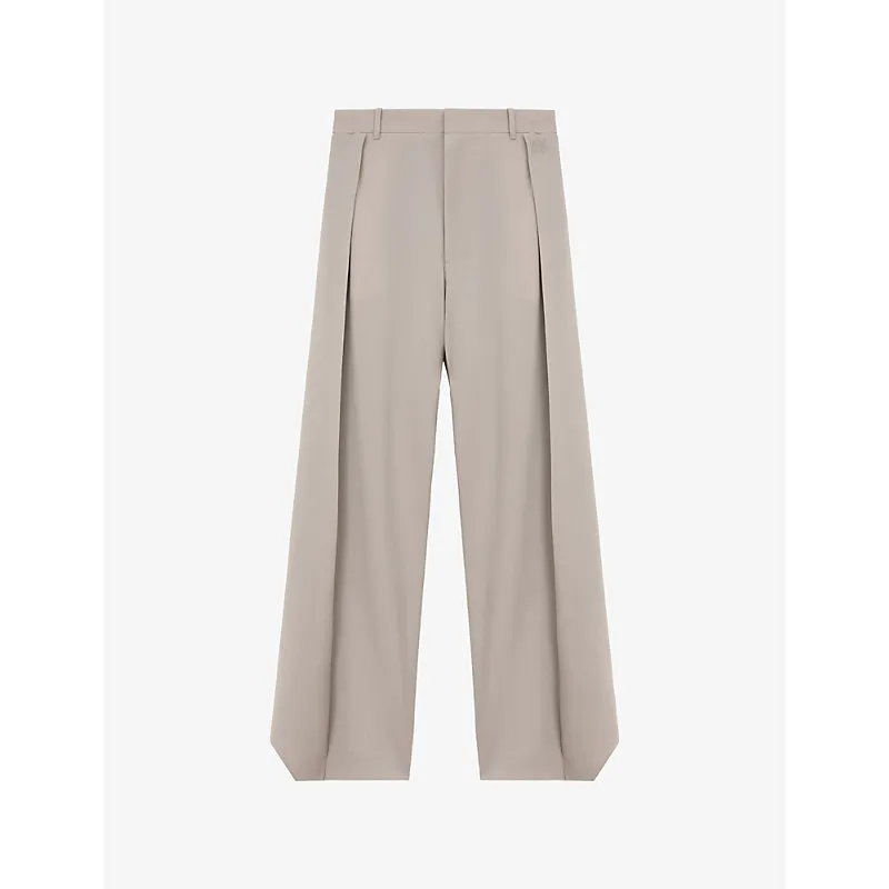 Loewe Layered-Panel Wide-Leg High-Rise Wool-Blend Trousers