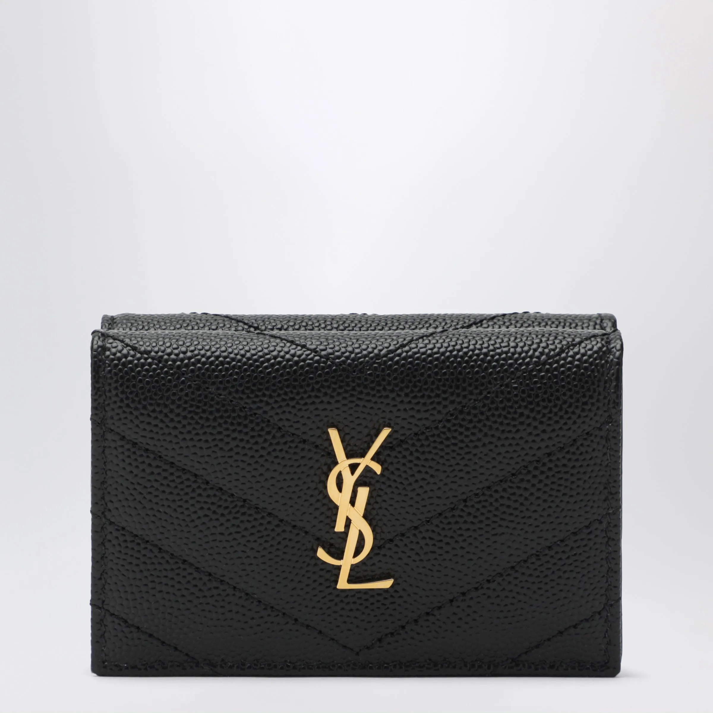 Saint Laurent Black Cassandre Matelassé Compact Wallet