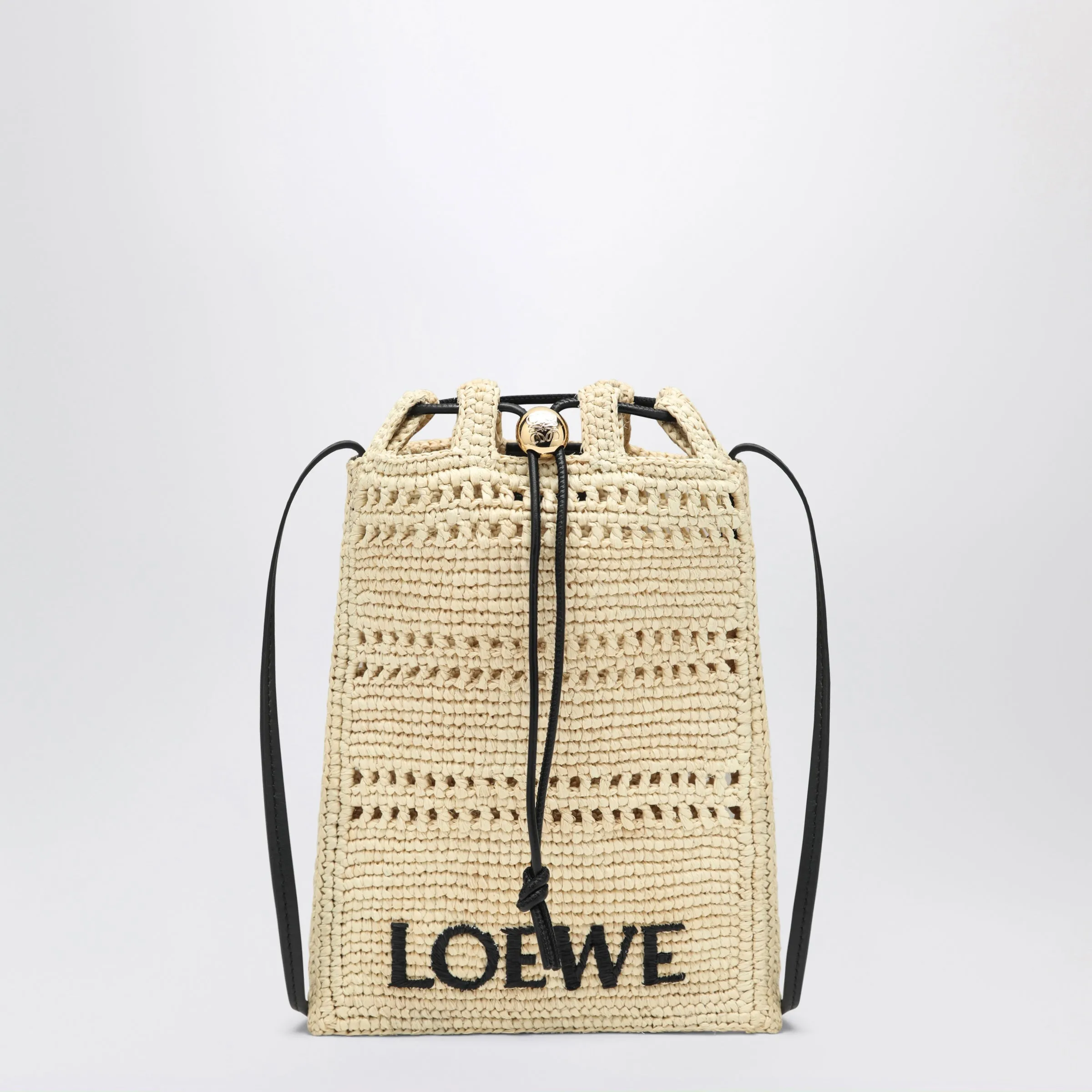 Loewe Raffia drawstring pouch
