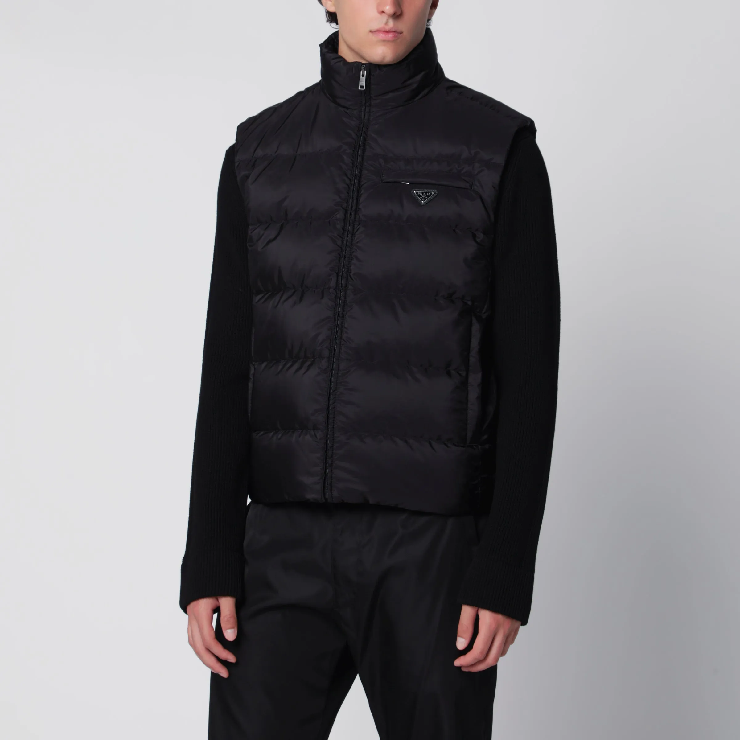Prada Black padded vest in Re-Nylon