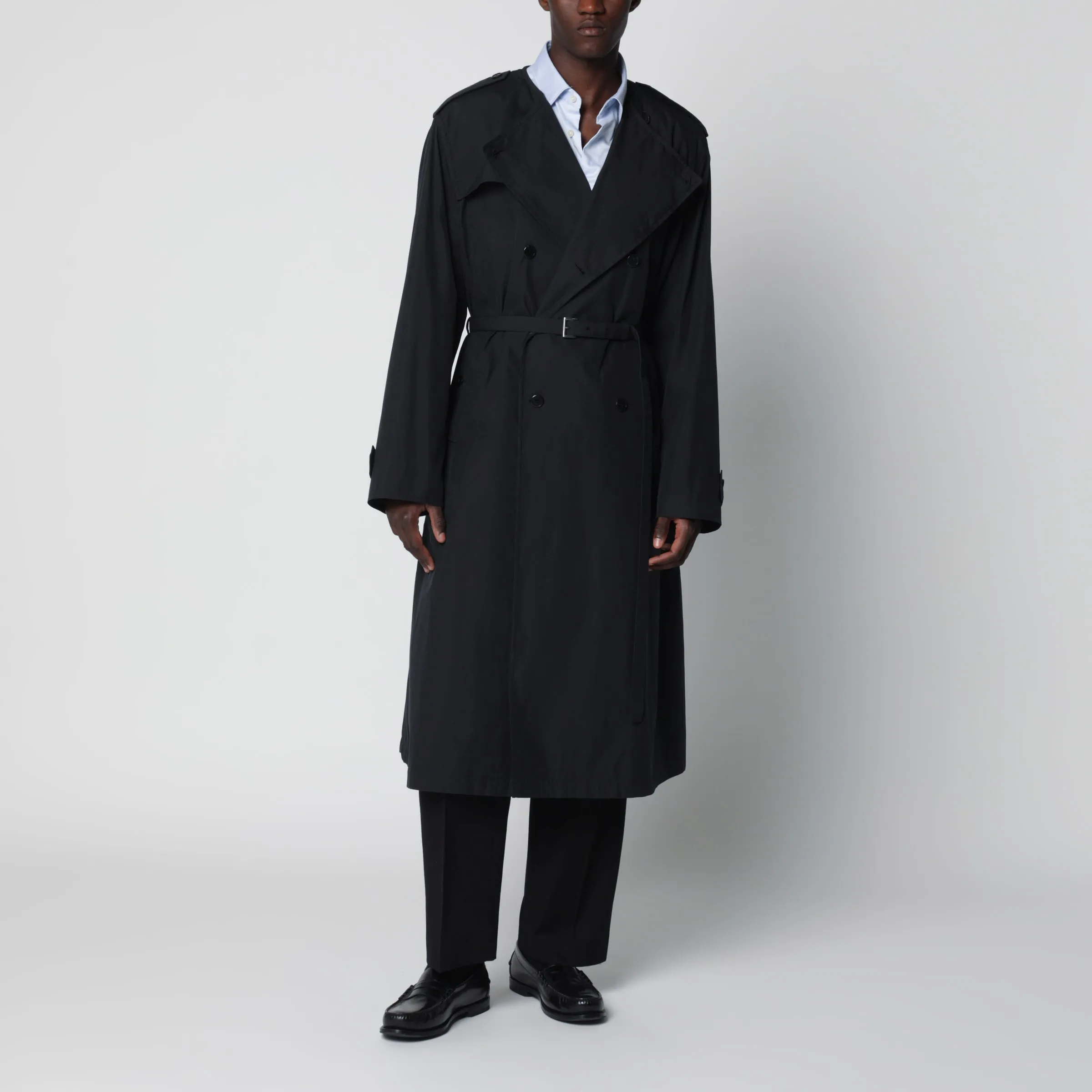 Prada Black double-breasted cotton-blend trench coat