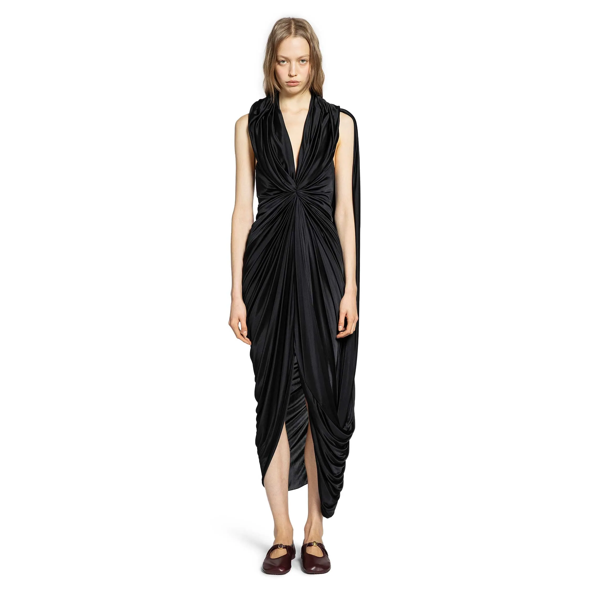 Loewe Gathered Dress in Satin