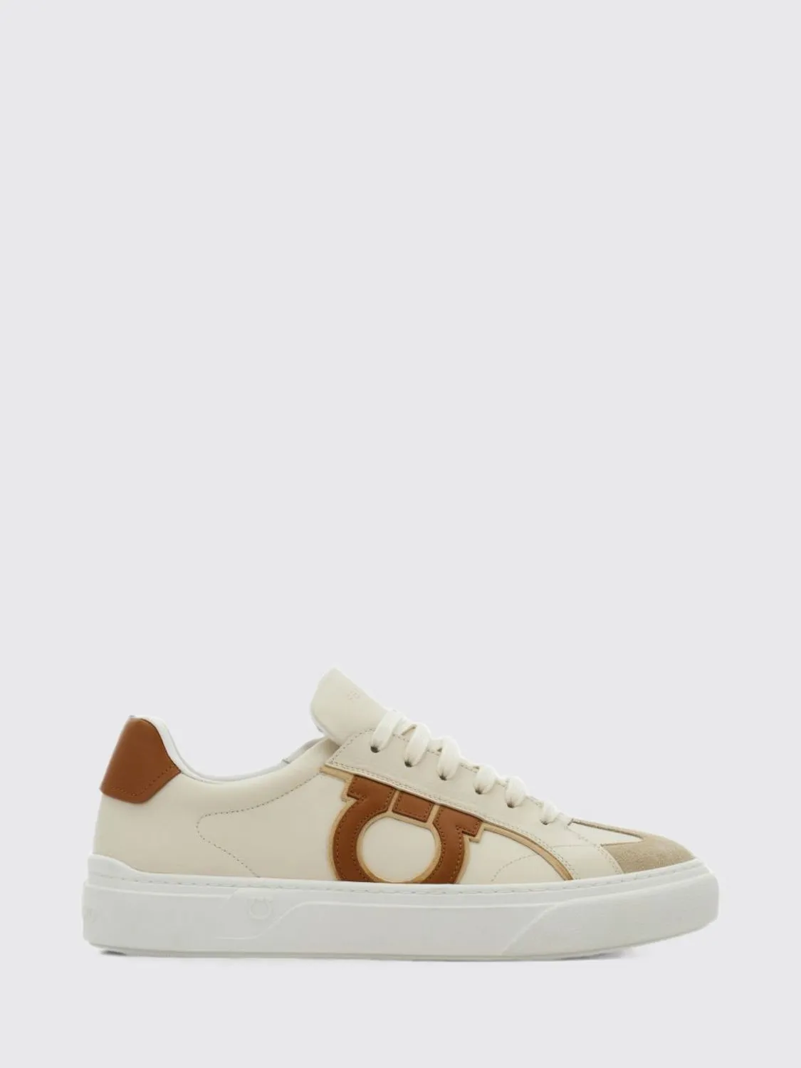 Ferragamo Gancini Monogram Pattern Leather Low Top Sneakers