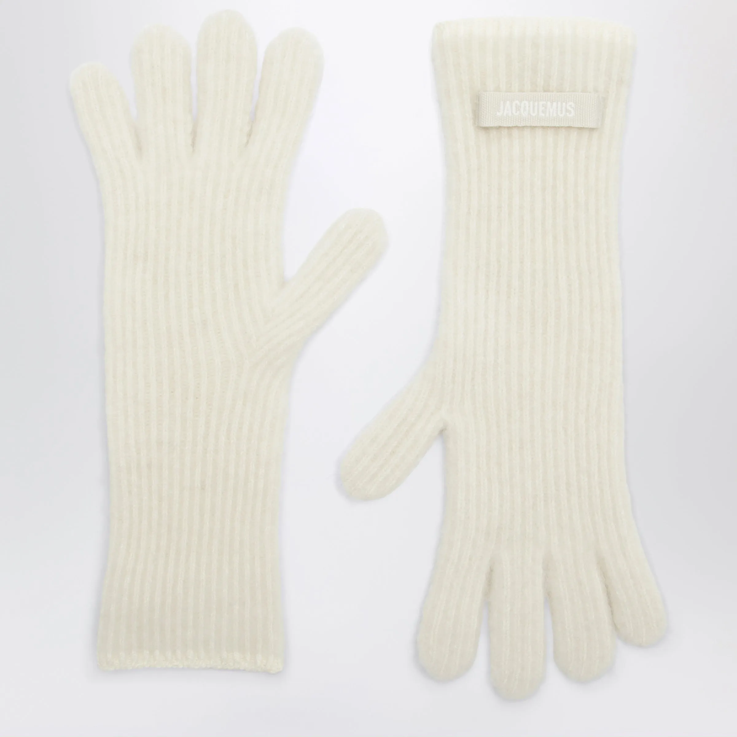 Jacquemus White Gros Grain gloves in alpaca blend