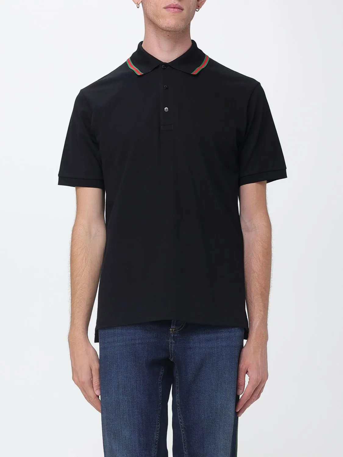 Gucci Short-Sleeved Cotton Polo with Web Detail and Contrast Trim