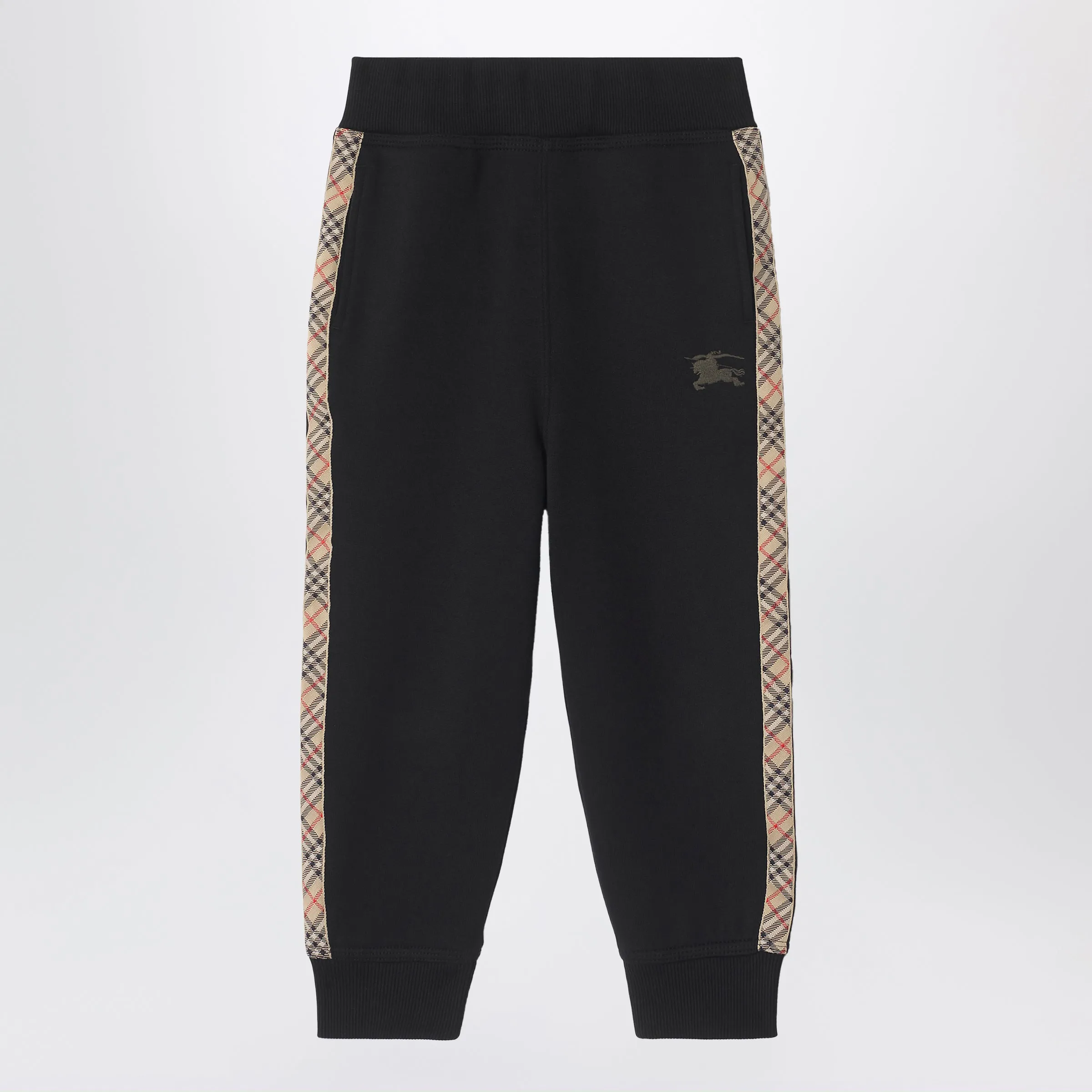Burberry Black jogging trousers with Check motif detail