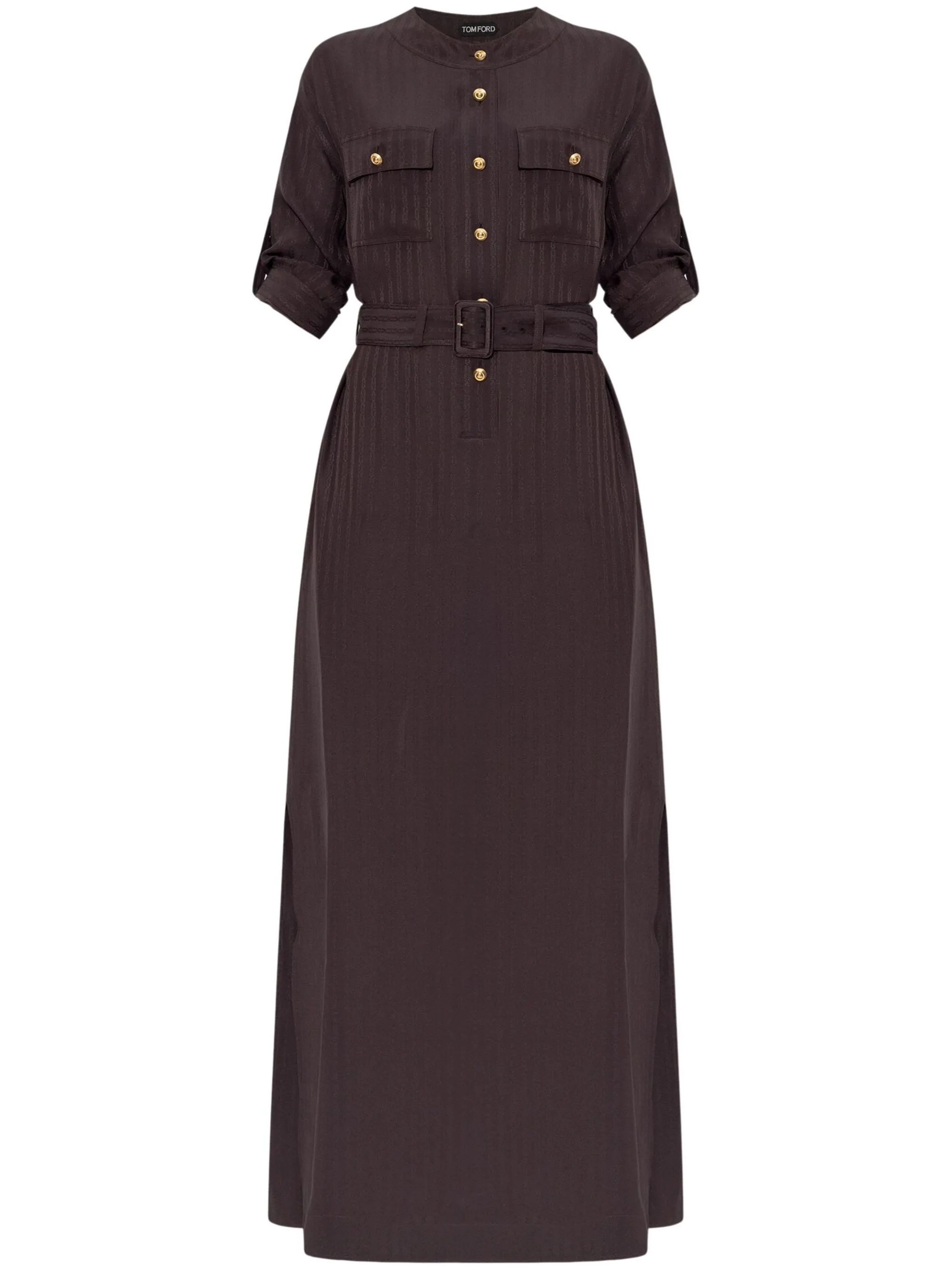Tom Ford 3/4 Sleeves Front Button Long Dress