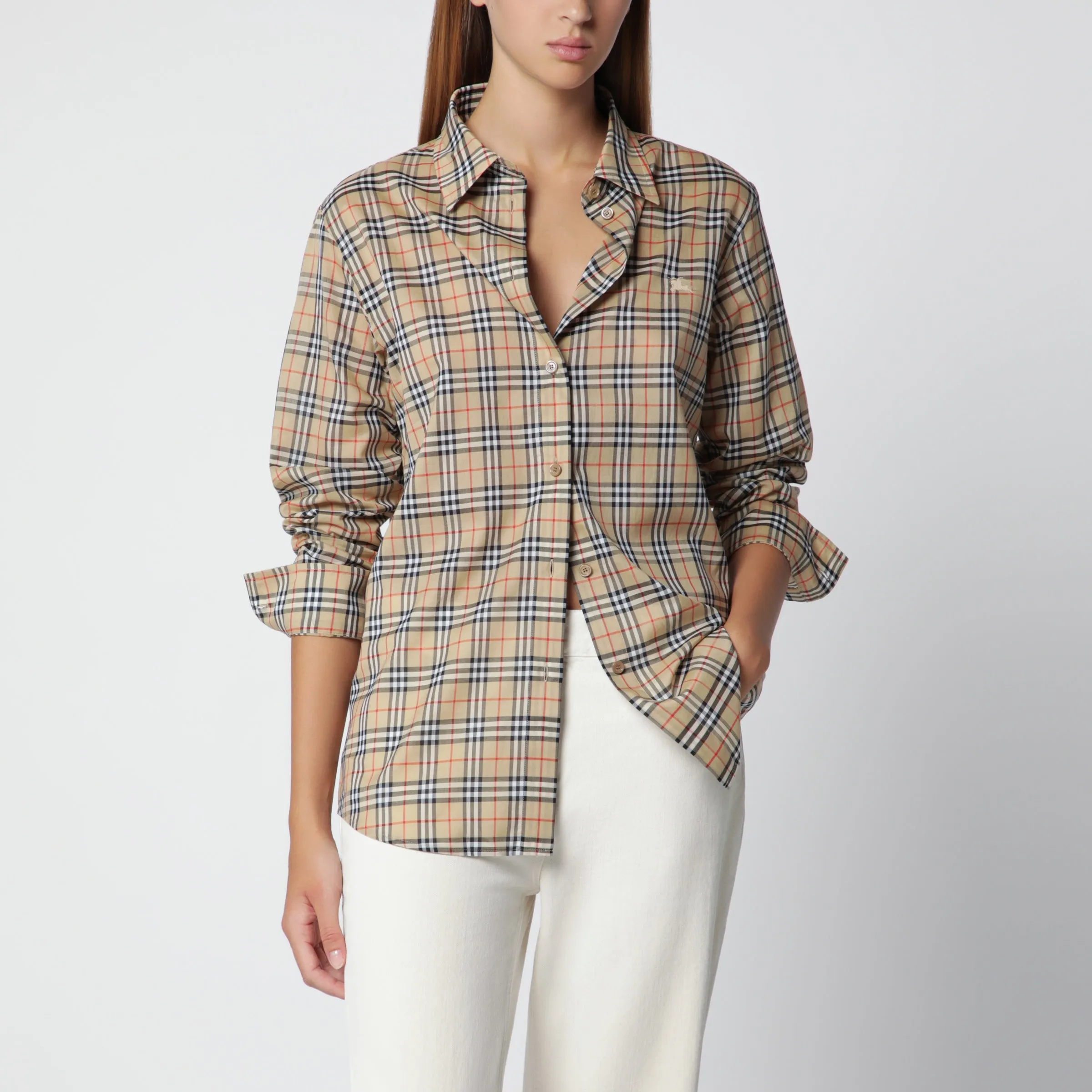 Burberry Beige cotton shirt with Check pattern