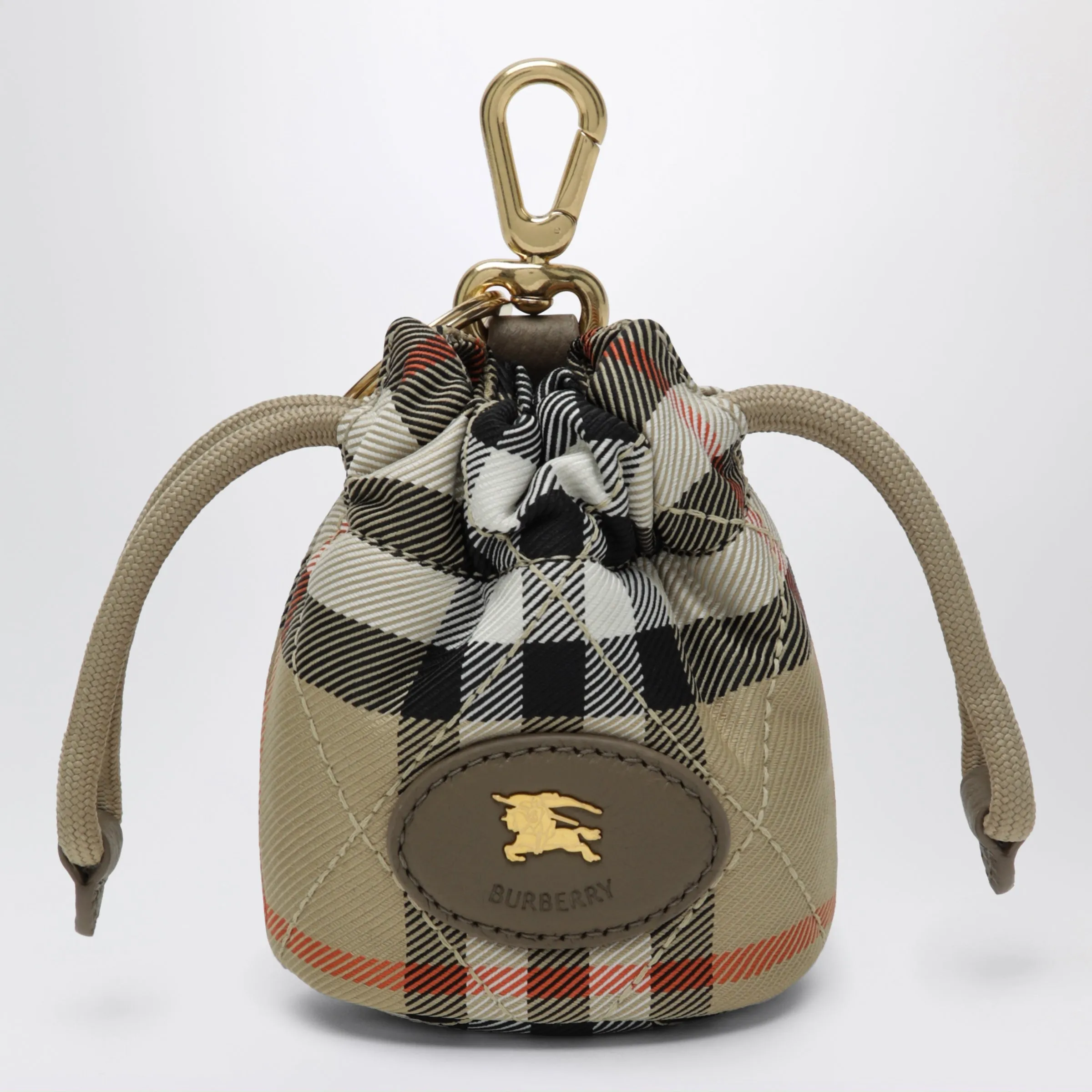 Burberry Horseshoe Bag Charm in Sand Check