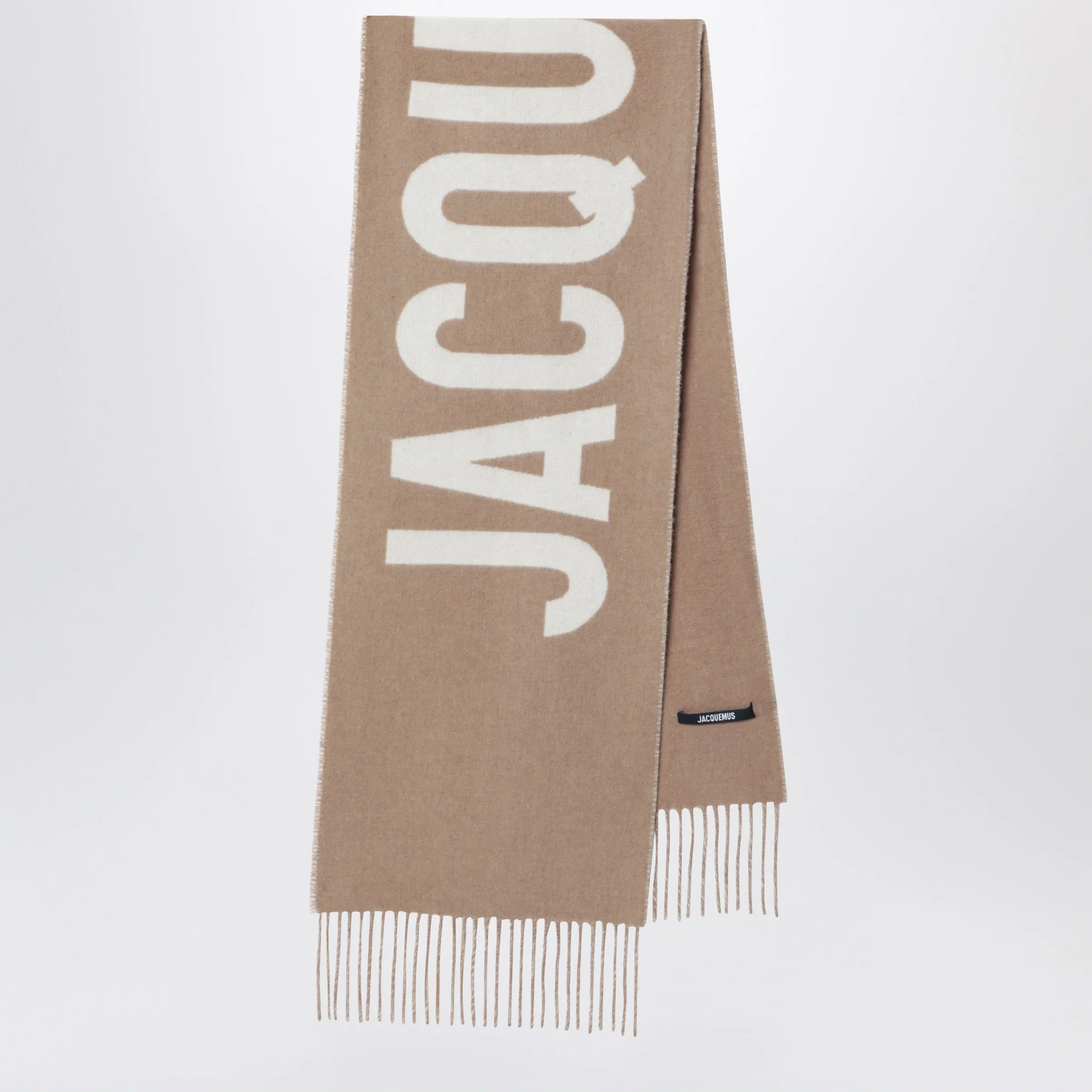 Jacquemus Taupe wool scarf with logo