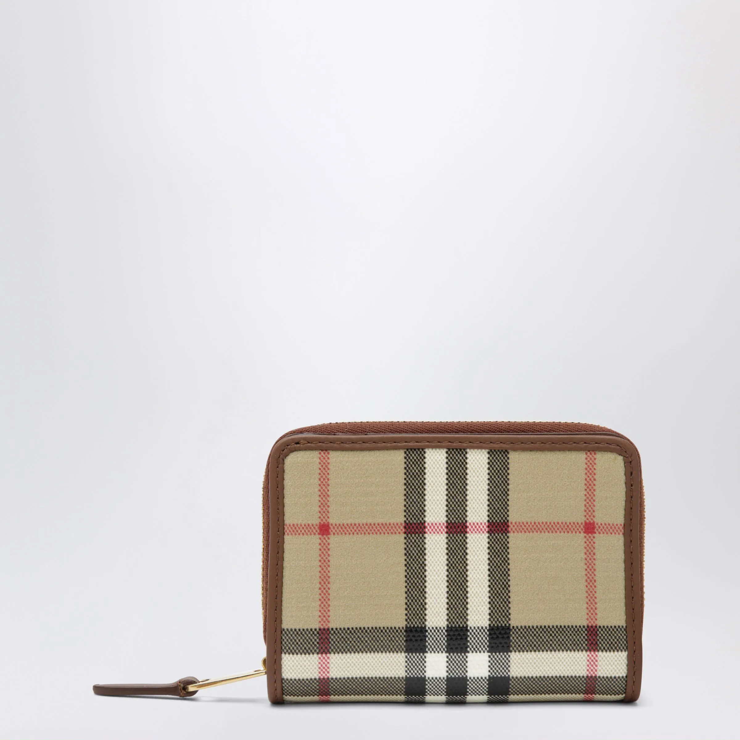 Burberry Small beige zip wallet with Check pattern