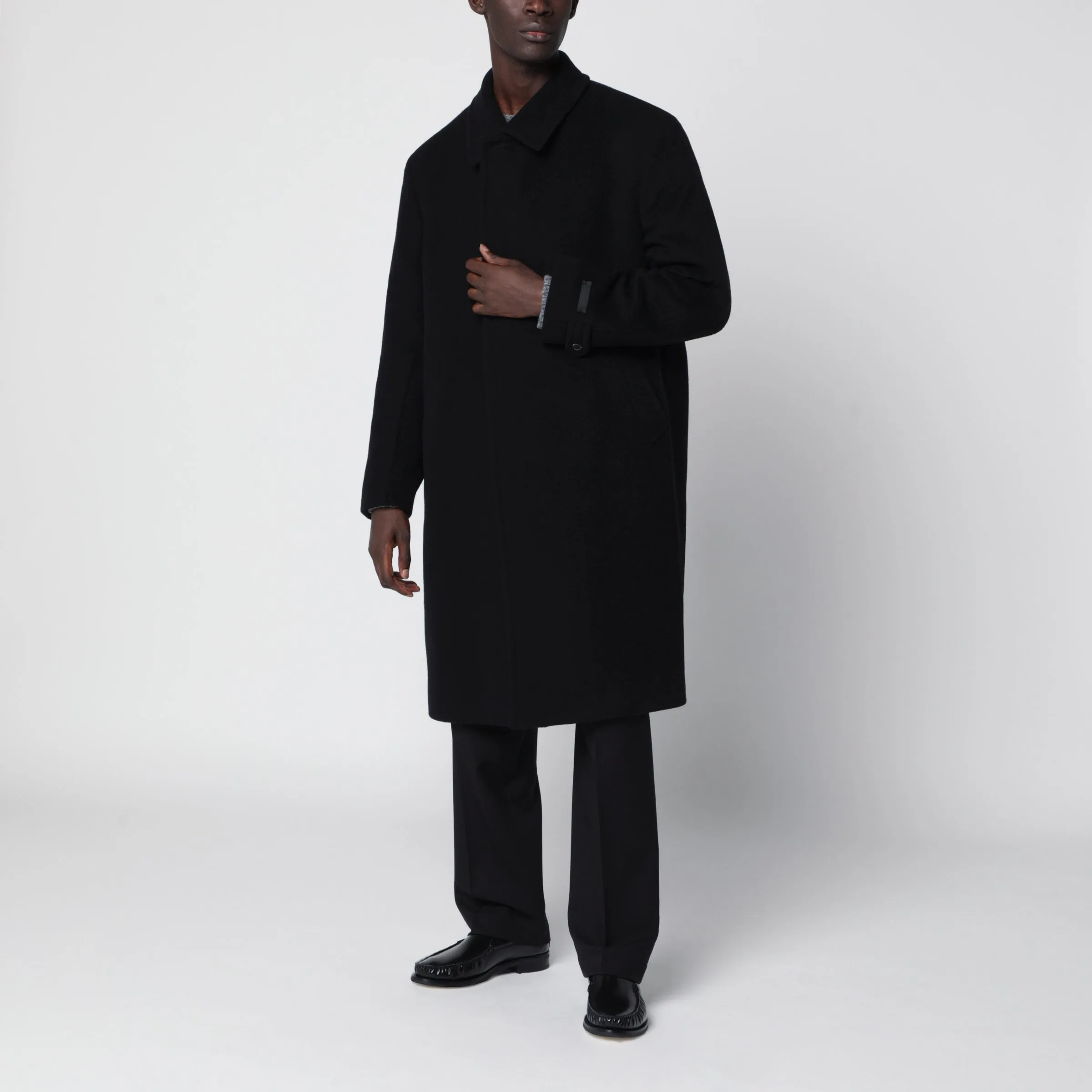 Prada Black long coat in wool and cashmere