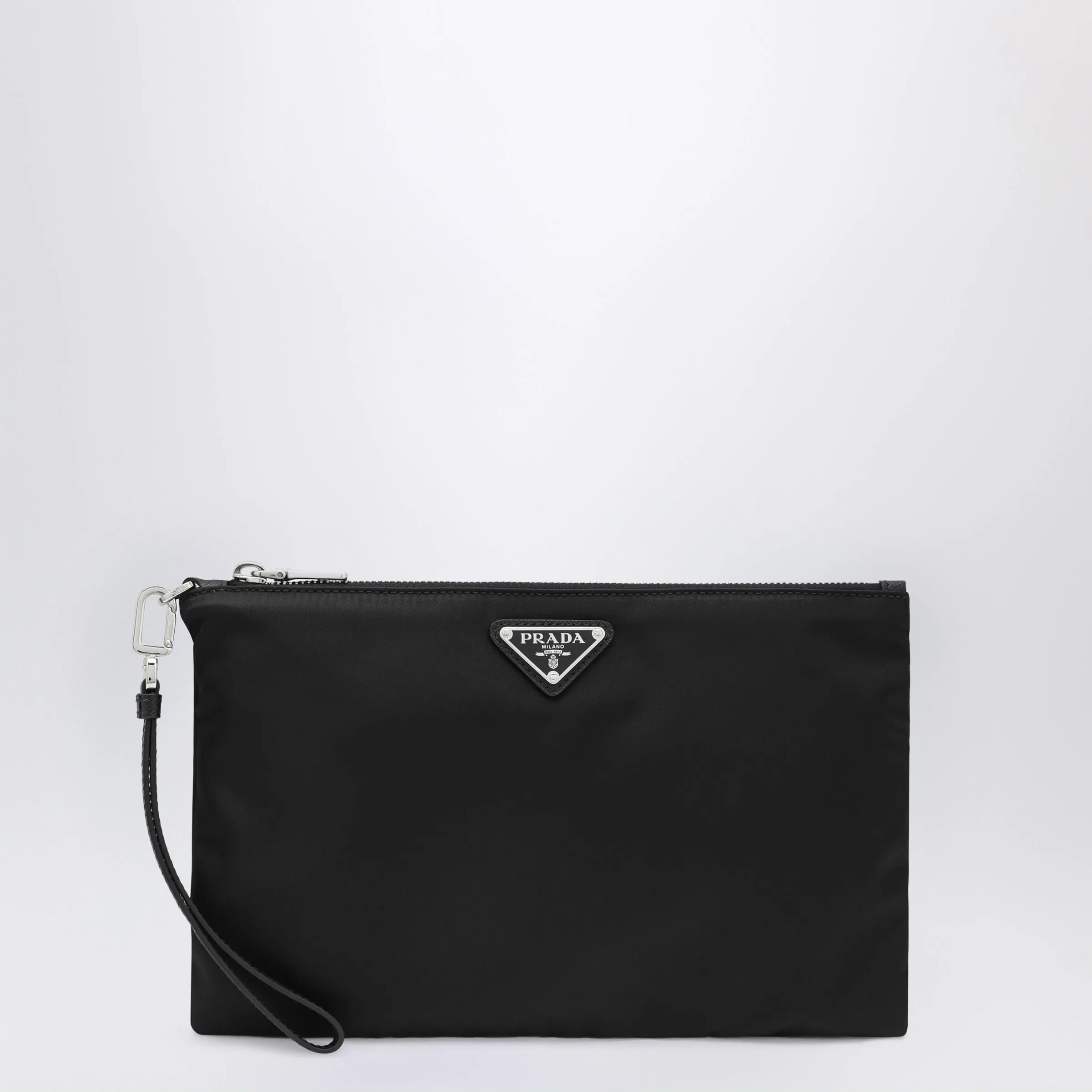 Prada Black Re-Nylon and Saffiano leather pouch