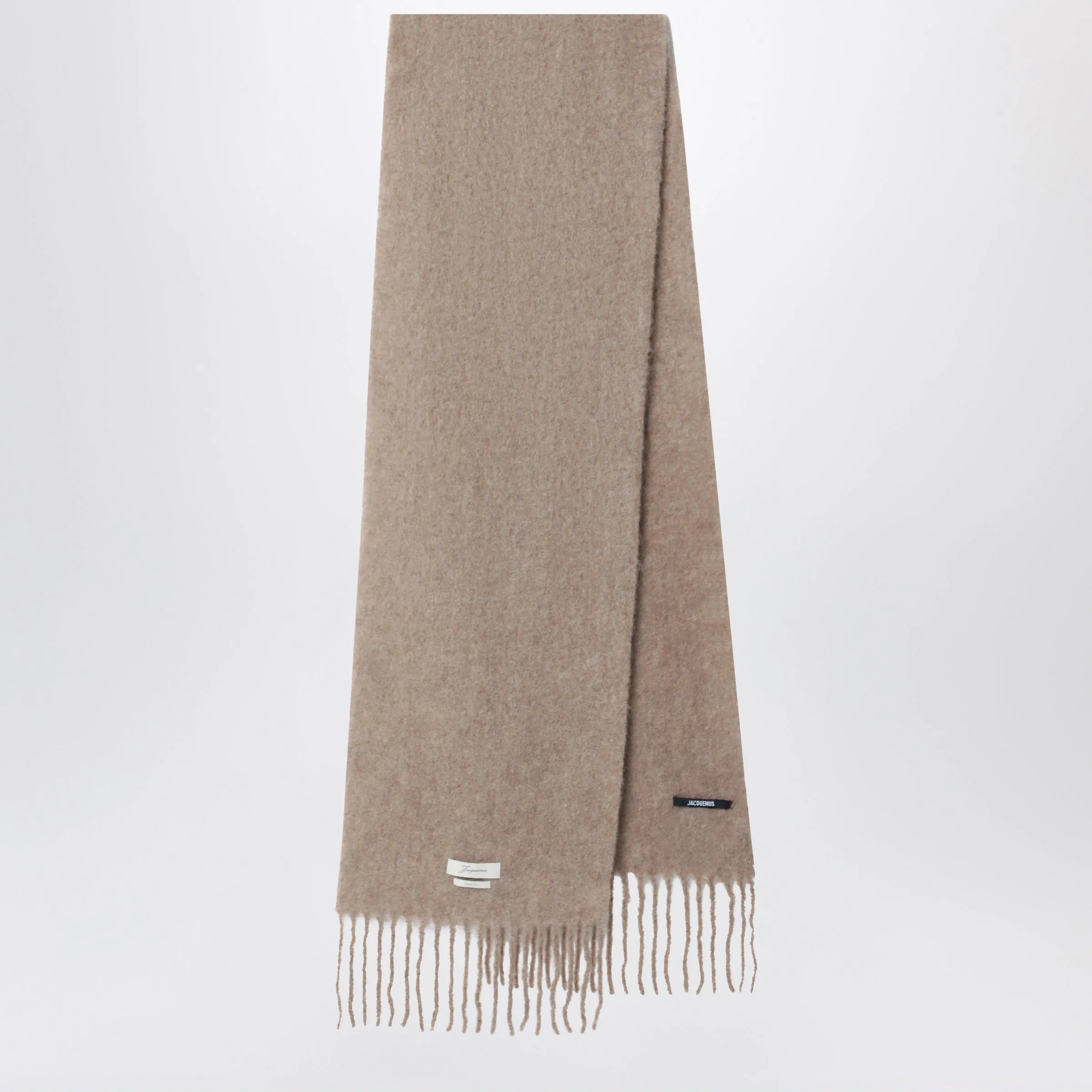 Jacquemus Taupe mohair and alpaca-blend scarf