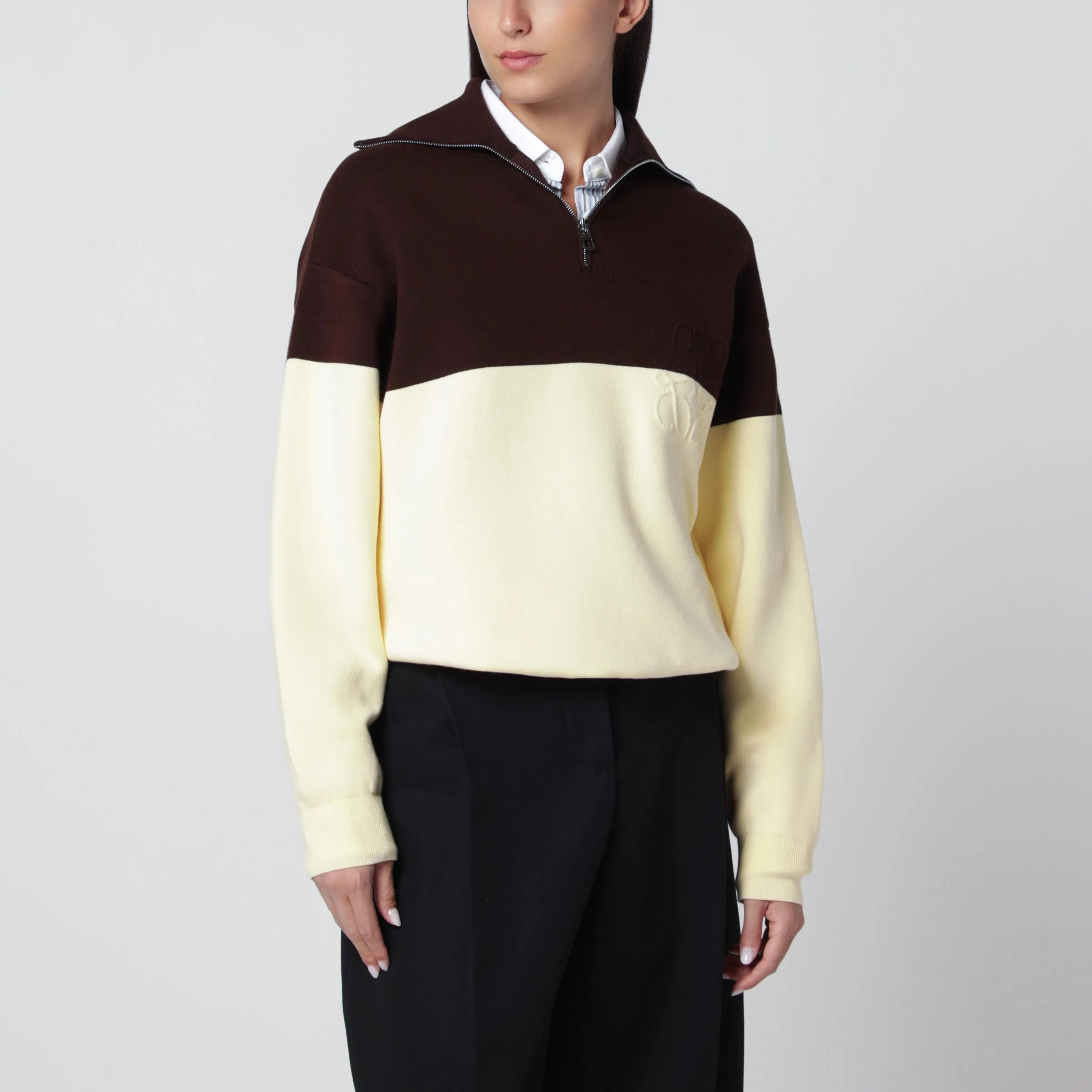 Loewe Two-tone brown and yellow cotton sweatshirt