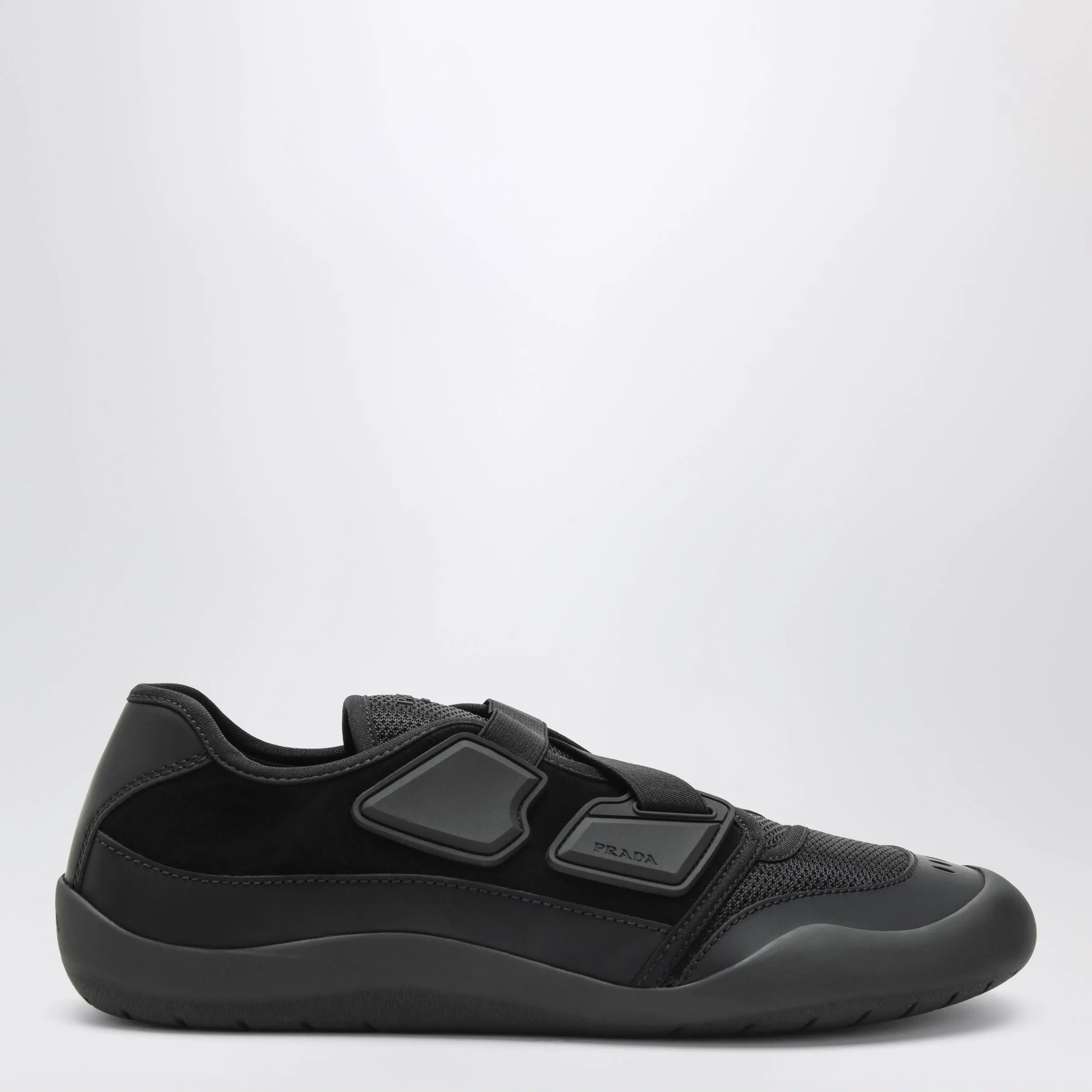 Prada Speedrock Black Leather and Mesh Sneakers