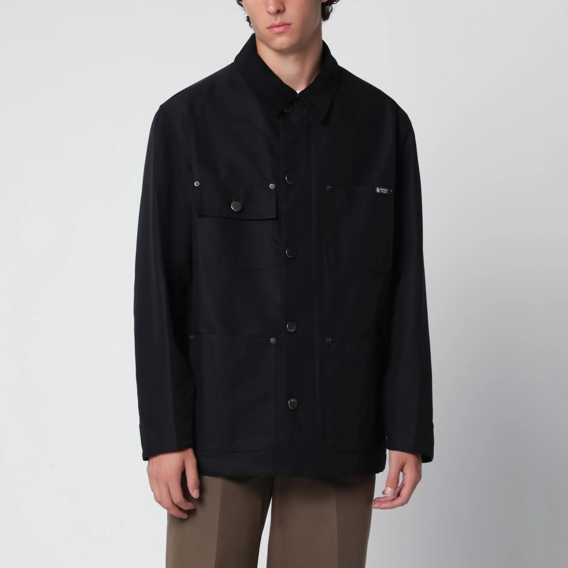 Prada Black jacket with corduroy collar