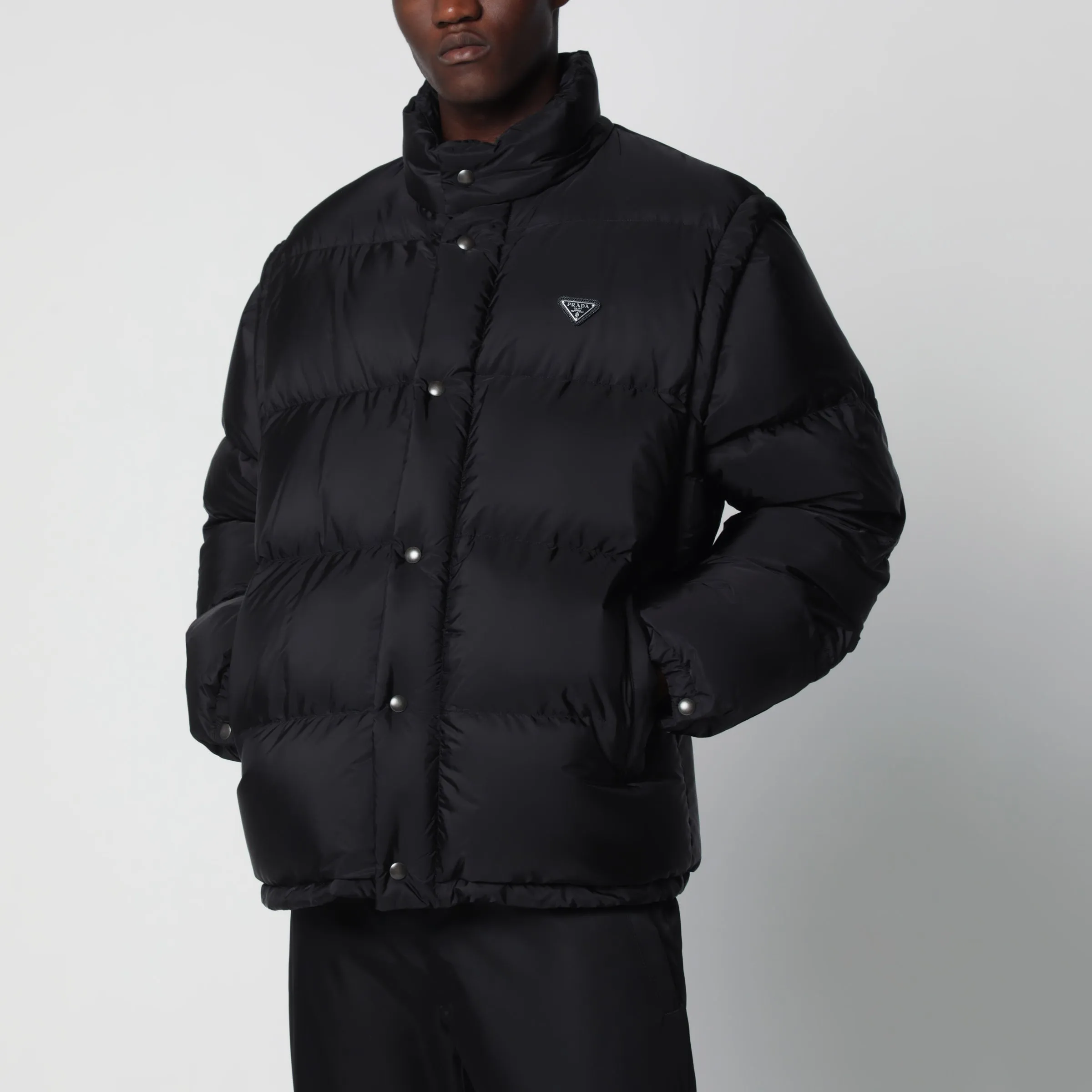 Prada Black convertible Re-Nylon down jacket