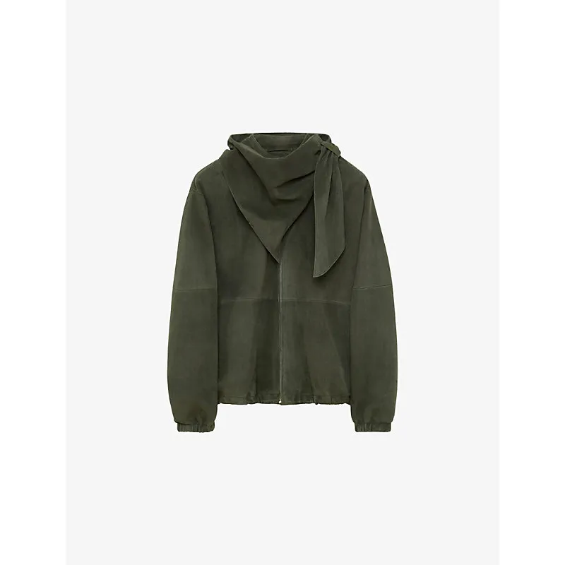 Loewe Scarf-Neck Suede Jacket